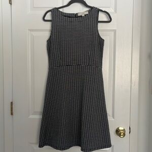 Loft Black and White Fit and Flare Dress